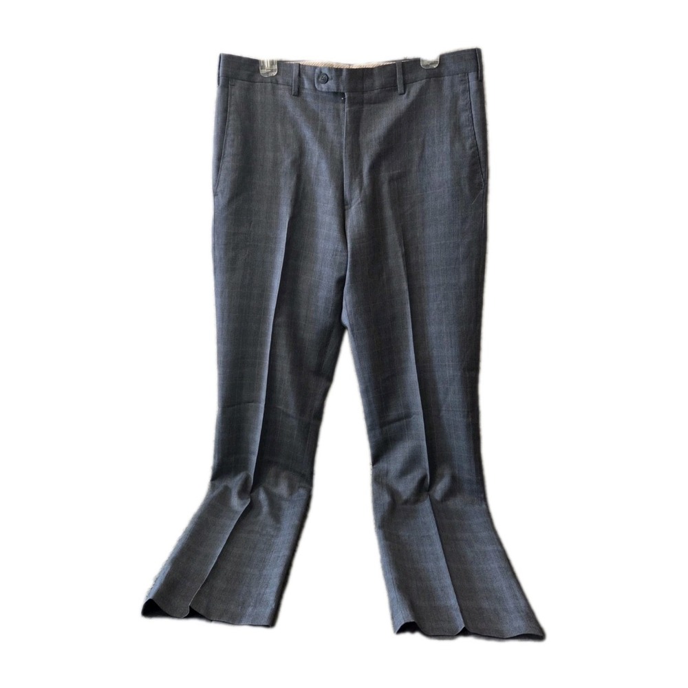 Britches Torino Mens 34R Grey Glen Plaid Wool Dress Pants Made  Italy Flat Front